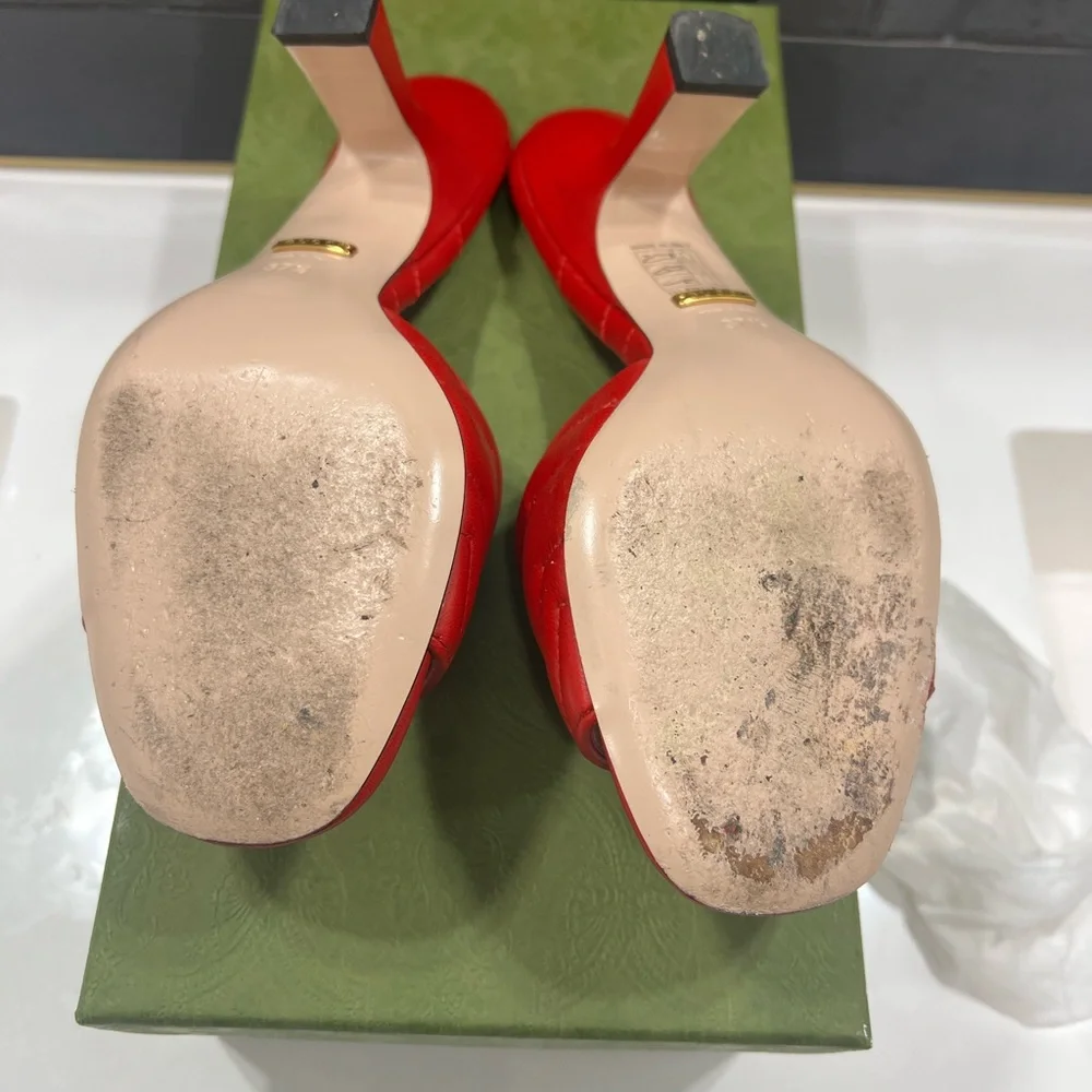 Gucci 85mm Double G leather mules, size 37.5 - Picture 8 of 11